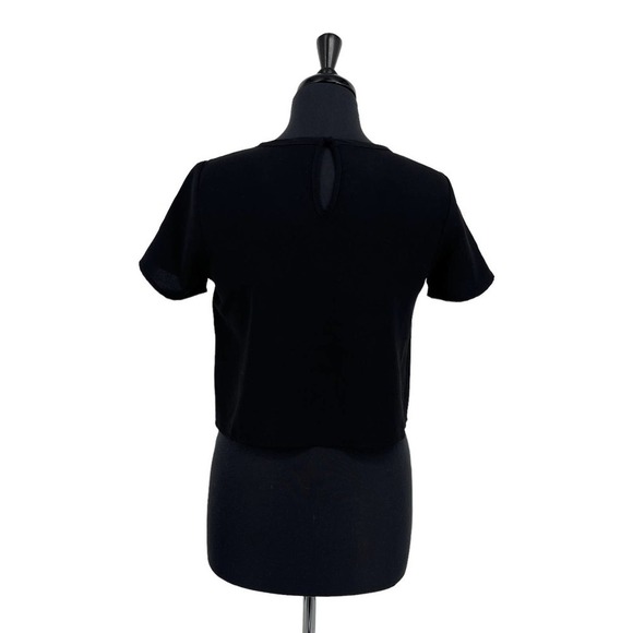 Design Lab Women's Black Star Mesh Short Sleeve Cropped Top Size XS NWOT - Picture 5 of 10